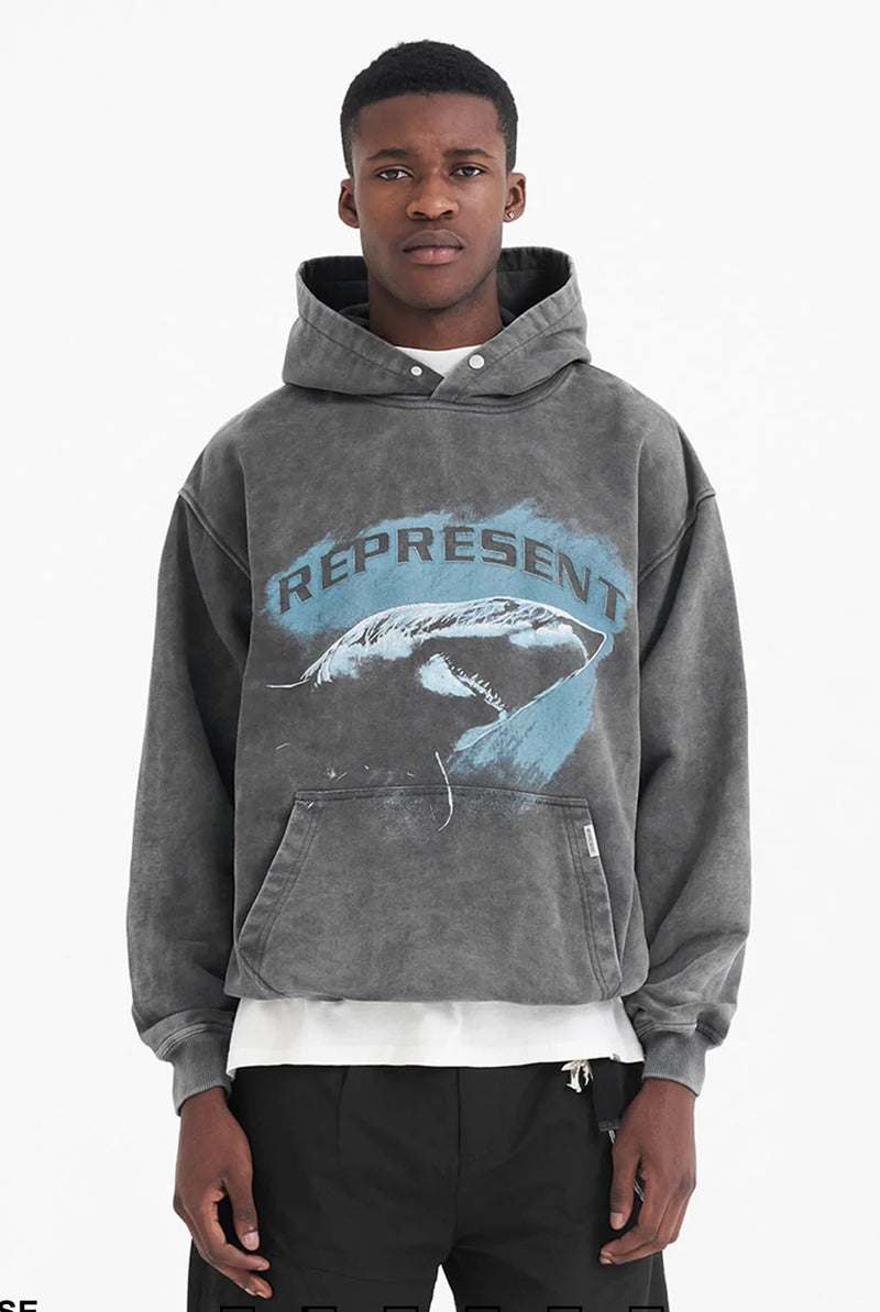 Represent: Shark Hoodie Vintage Grey